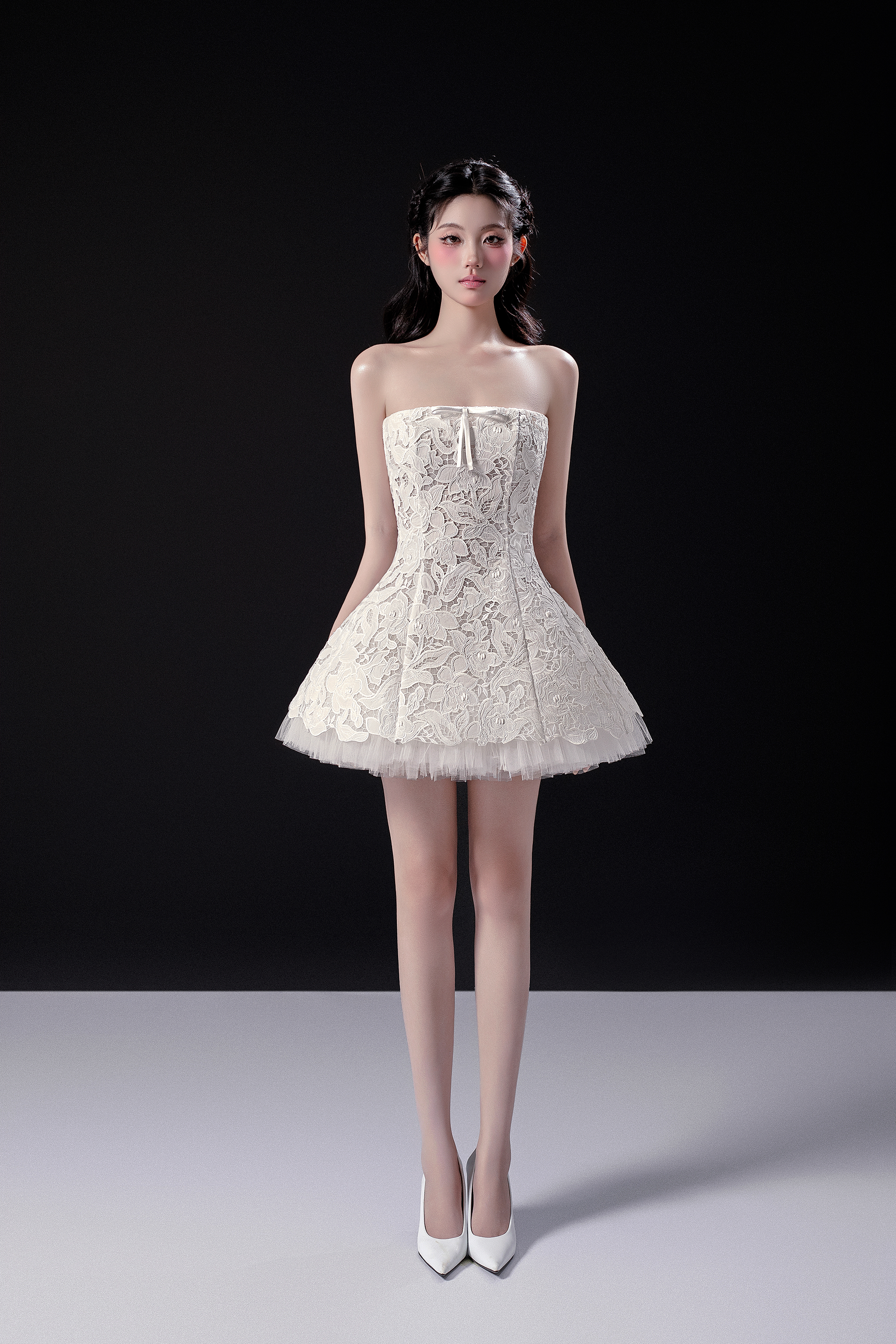 AIMEE LACE TULLE MINI DRESS – RAFFINÉ