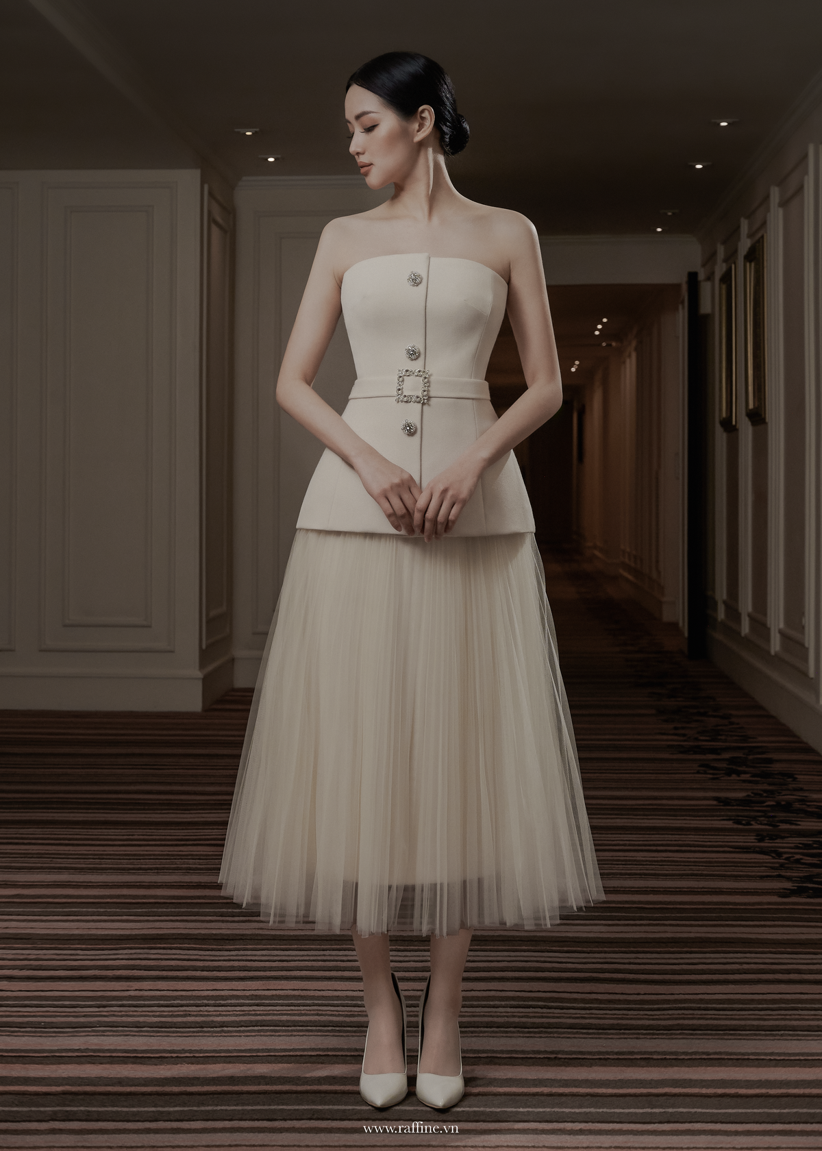 ワンピース FCMM S Shirring Detail SkirtWhite CRUMPLED SLIT SKIRT(F WHITE): BOTTOMSjosemoon